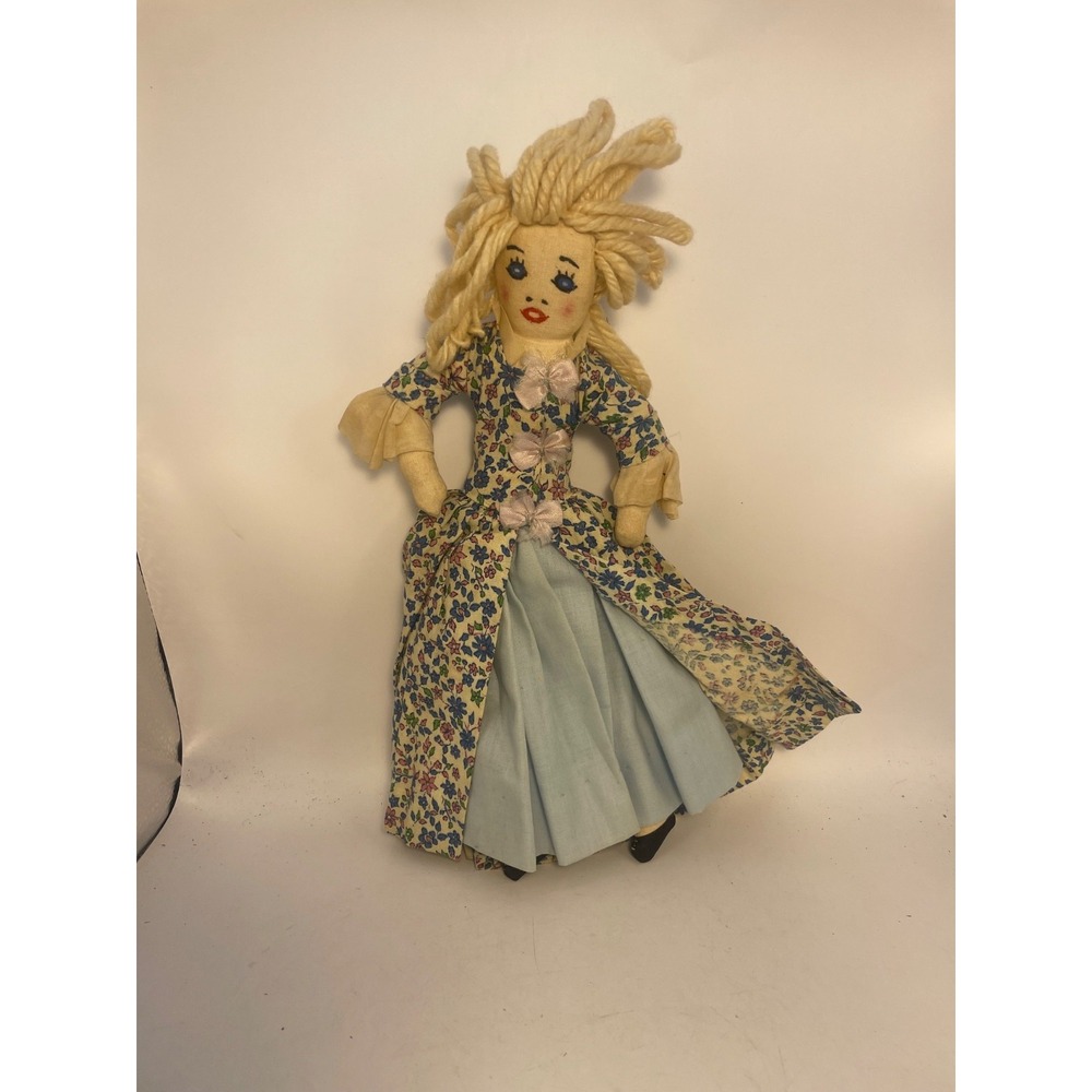 Vintage Tiny Cloth Doll, Wooden Hand Painted Head and Face, LOOKS QUITE OLD